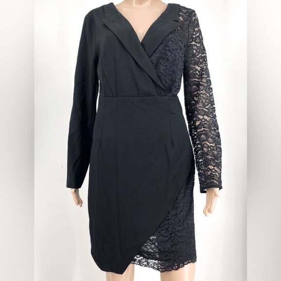 Venus Elegant Black Lace Mini Dress Size 10 - Picture 3 of 11